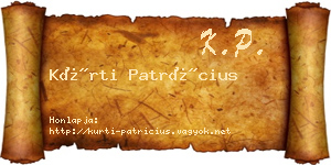 Kürti Patrícius névjegykártya
